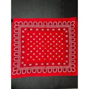 Vintage Red Fast Color 1930's 1940's Panther Cougar Cotton Bandana Hanky LARGE